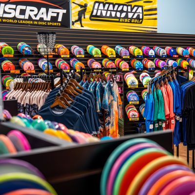 Huge selection of discs, apparel, bags, carts and more