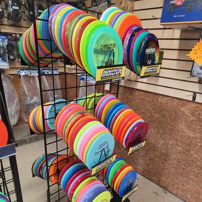 Innova discs in a variety of plastics are available. Also starter packs & bags.