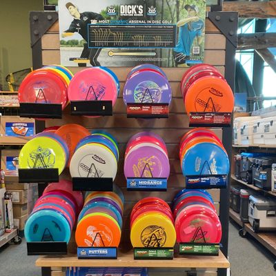 Very tiny selection of Innova discs, bags, and starter sets.