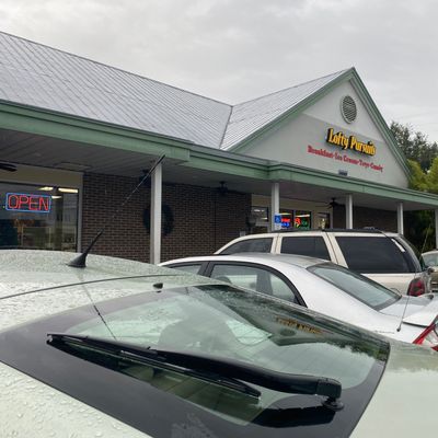 Parking lot shot - it’s a restaurant / soda fountain / toy shop