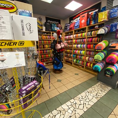 Beautiful and well-organized corner for disc golf discs and accessories