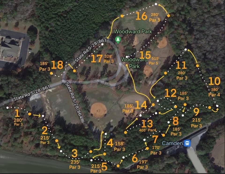 Woodward Park Camden, SC UDisc Disc Golf Course Directory