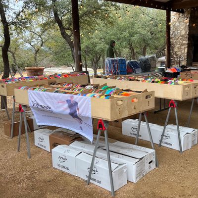 This is our setup. We’ve customized our van so that it all fits comfortably…photo at Swordstone DGC.
