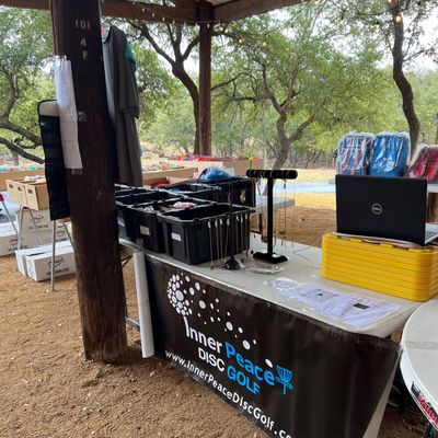 More of our set up…at The annual Swordstone Shiver, Swordstone DGC, Spicewood, TX.
