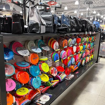 Sadly no Discmania or Discraft, but there are also a good amount of bags.
