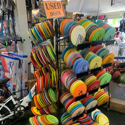 Used disc rack. Mostly $10, some real rough $5 discs and a few $10+ mixed in too.