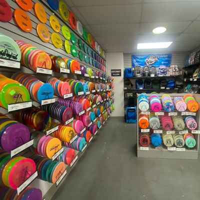 Awesome selection of discs, bags, apparel, and other items.