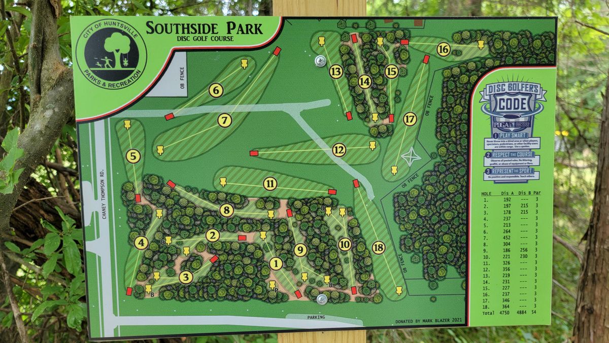 Southside Park Huntsville, AL UDisc Disc Golf Course Directory