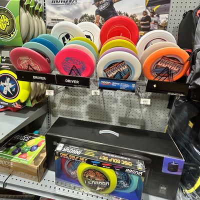 January 2025. Very small selection of DX Innova discs, mostly beginner sets. Discs priced $12 and up