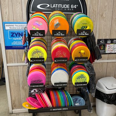 Prodigy, Lone Star, Innova, Discmania, DGA, and some others. Good variety. Priced well.