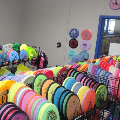 Small room with bunch of new and used disc all kinds of brand names and great knowledge!