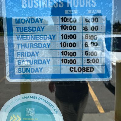 Store hours.