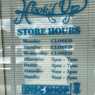 Closed Monday-Wednesday. Learned the hard way lol