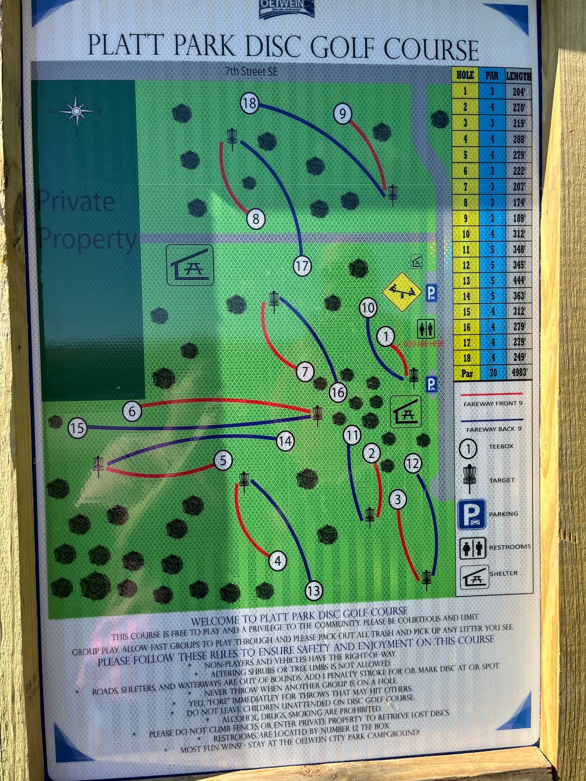 Platt Park Oelwein, IA UDisc Disc Golf Course Directory