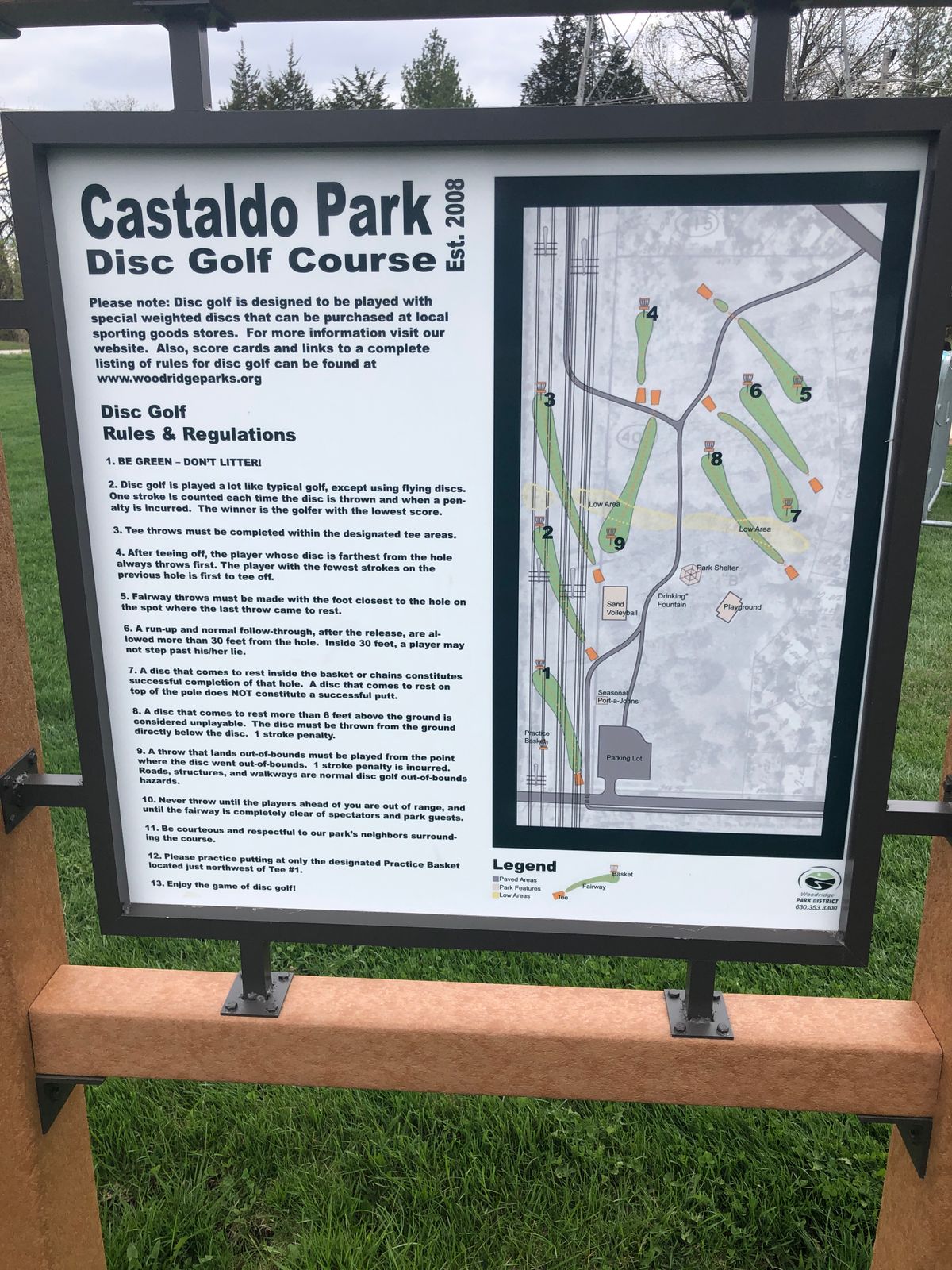 Castaldo Park Woodridge, IL UDisc Disc Golf Course Directory