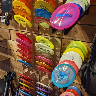 Discs, bags, and some stools available.